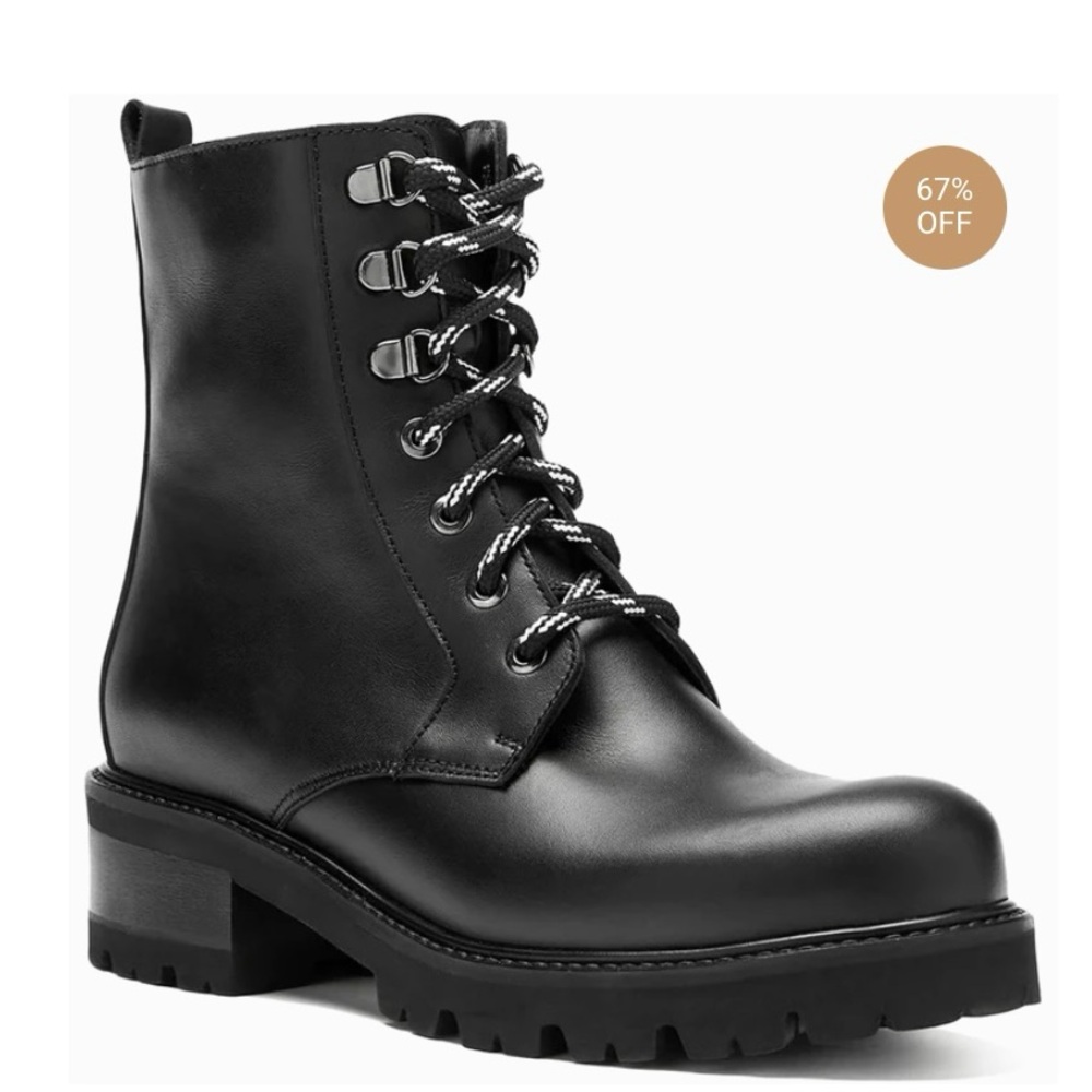 La Canadienne clover black leather lace up boots